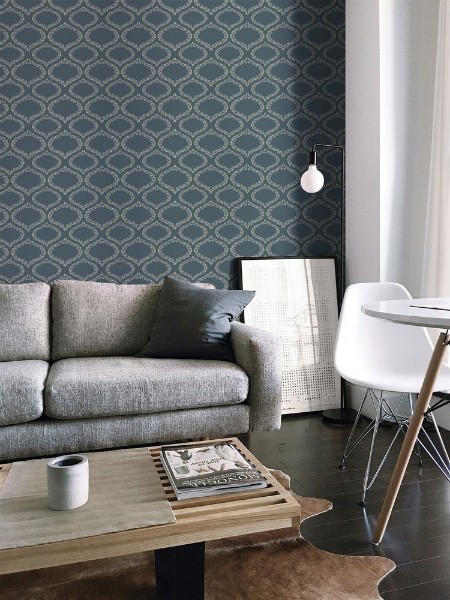 Picture of Väriyhdistelmä Ogee and Roses in Blue - 1033401-01 - 10540-01